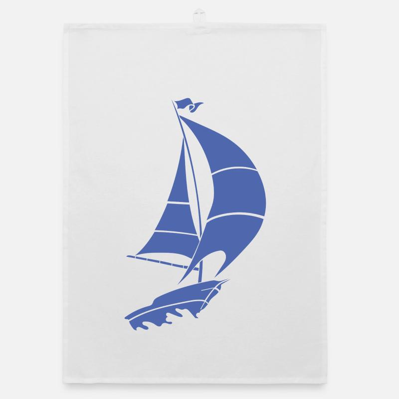Minimalistisches Segelboot See Silhouette Organic Geschirrtuch