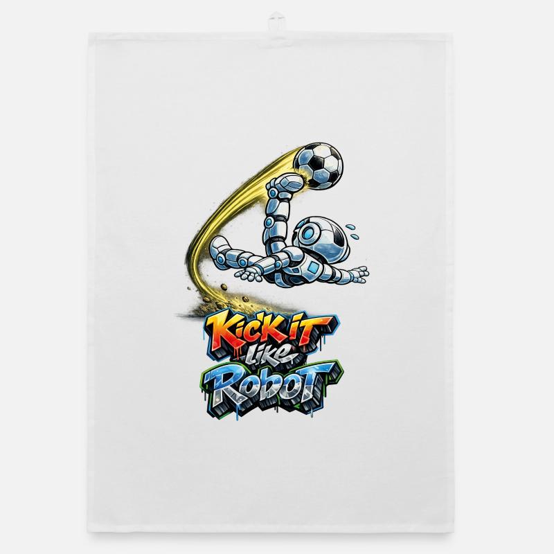 Soccer robot makes overhead kicks - Organic dish towel - white