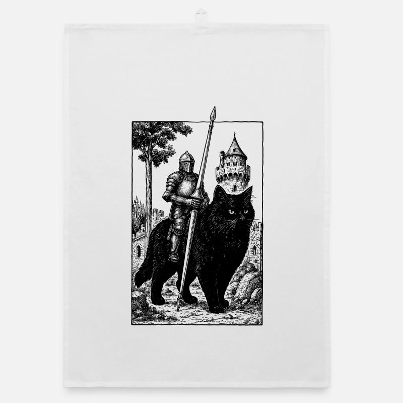 Knight on Cat Organic dish towel