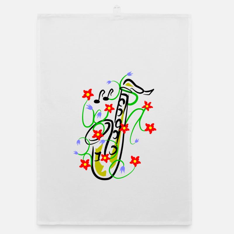 Saxophon Design Organic Geschirrtuch