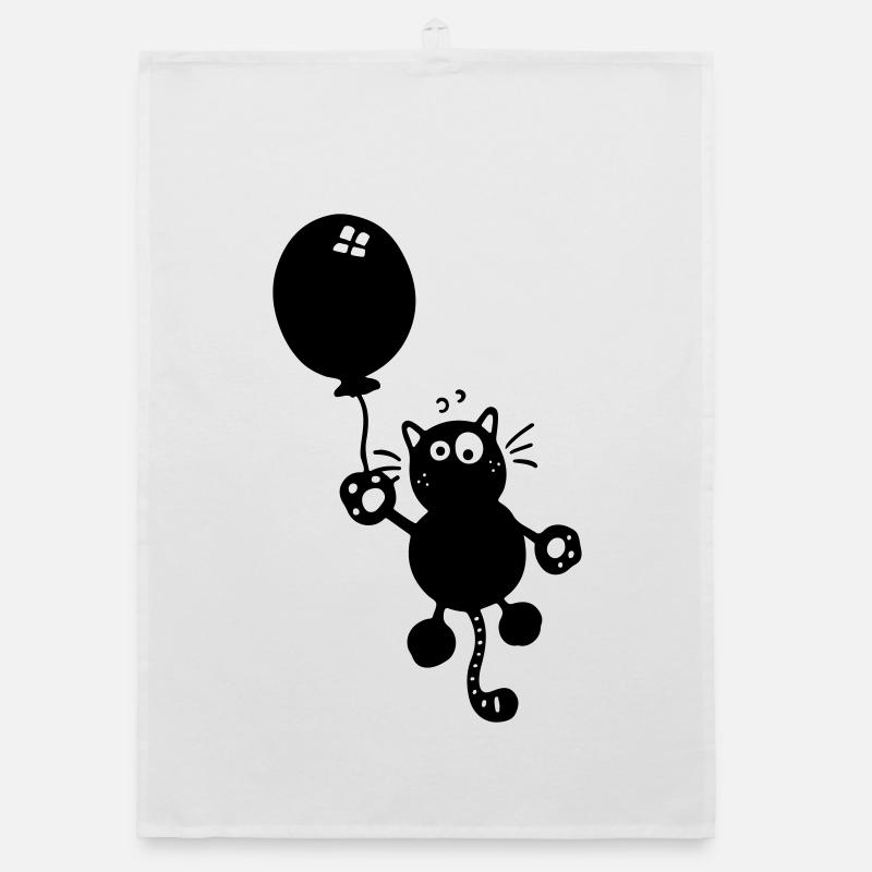 Katze mit Ballon Organic Geschirrtuch