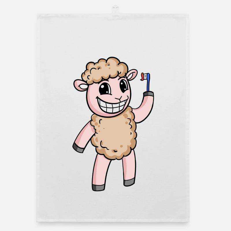 Moutons avec brosse à dents Torchon bio