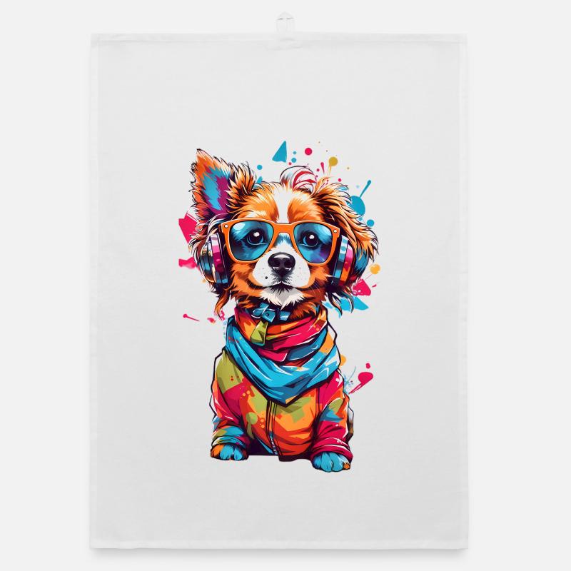 Petit chien coloré mignon Torchon bio