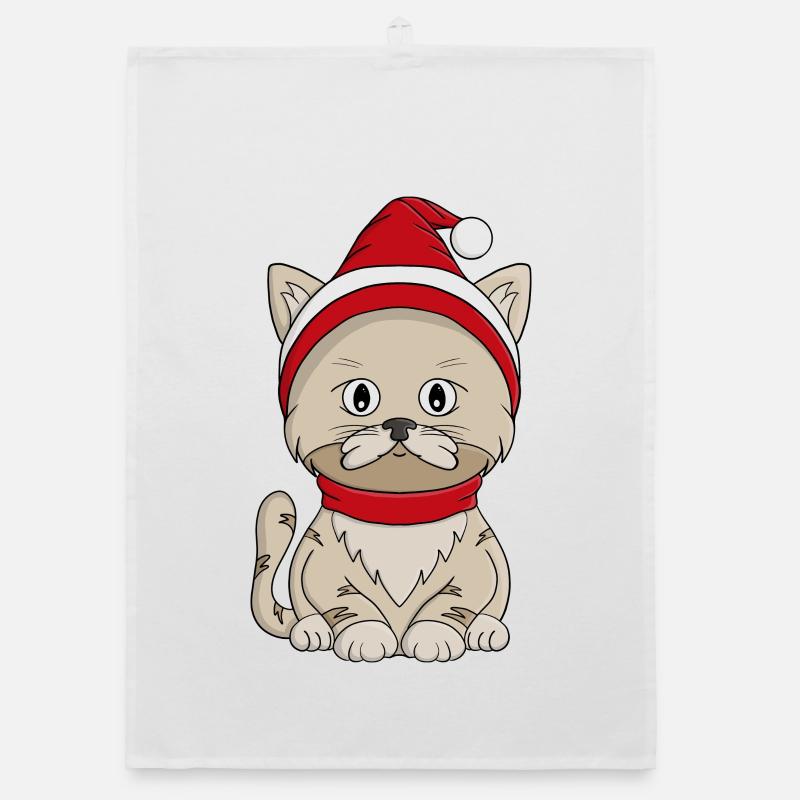 Winter Kitty Organic dish towel