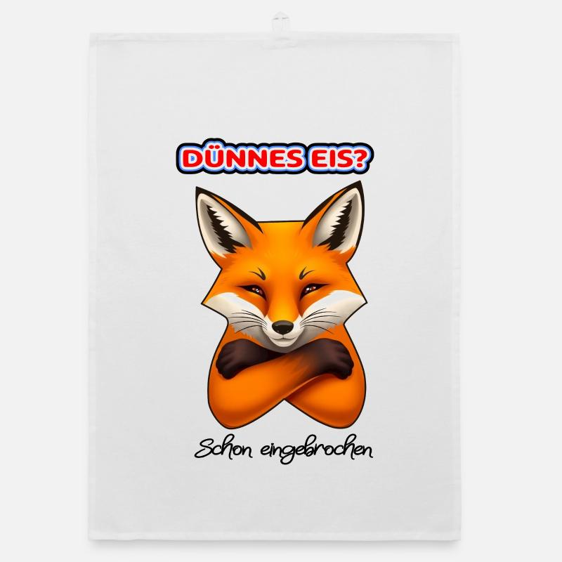 Frecher Fuchs –Dünnes Eis Spruch Organic Geschirrtuch