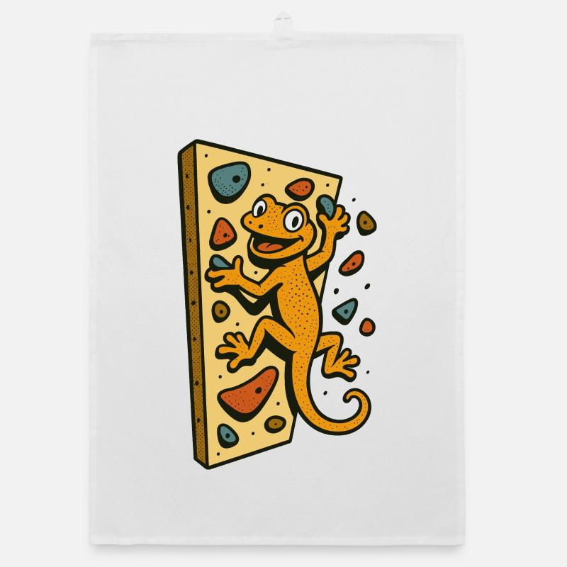 Bouldern Gecko Echse Klettern Retro Geschenk Organic Geschirrtuch