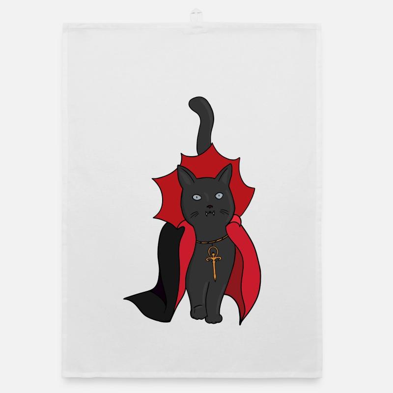 Black Cat Vampire Organic dish towel