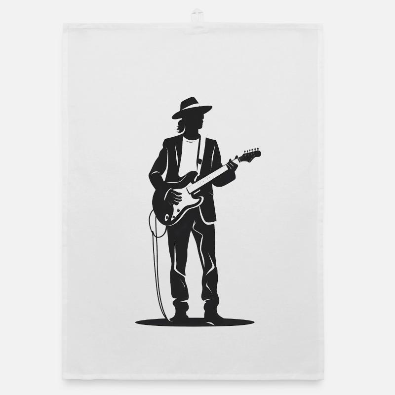 Gitarrist - Cooles Silhouette Logo - Organic Geschirrtuch - Weiß