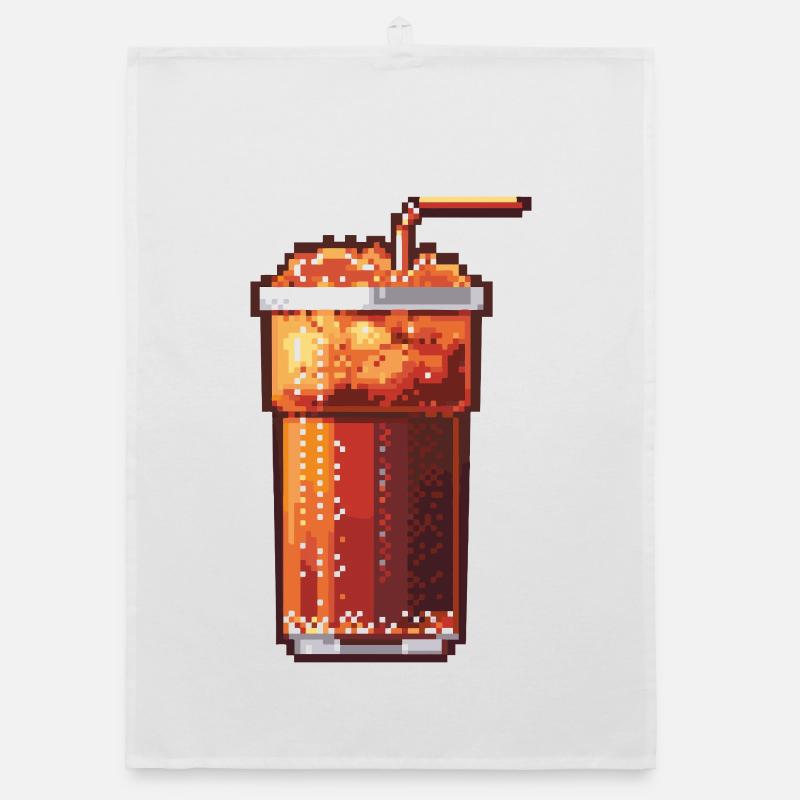 Verre Pixel Cola avec glace Torchon bio