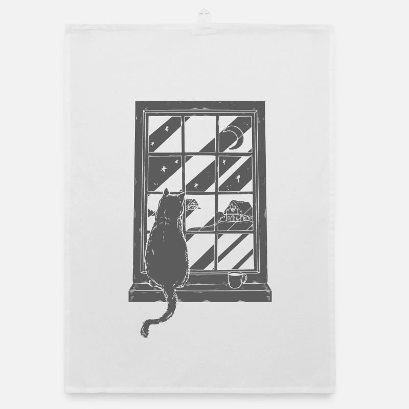 Café de chat Art graphique Torchon bio