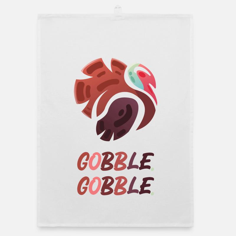Gobble Gobble - Conception amusante de dinde - Torchon bio - blanc