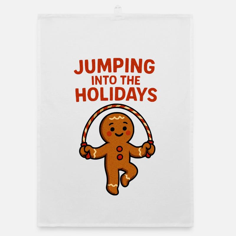 Gingerbread jumps into the holidays Organic dish towel