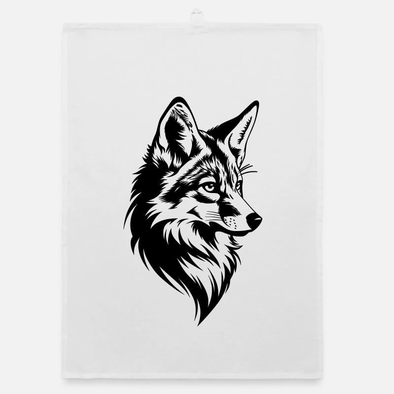 Fox Head Realistic Tattoo Style Organic dish towel