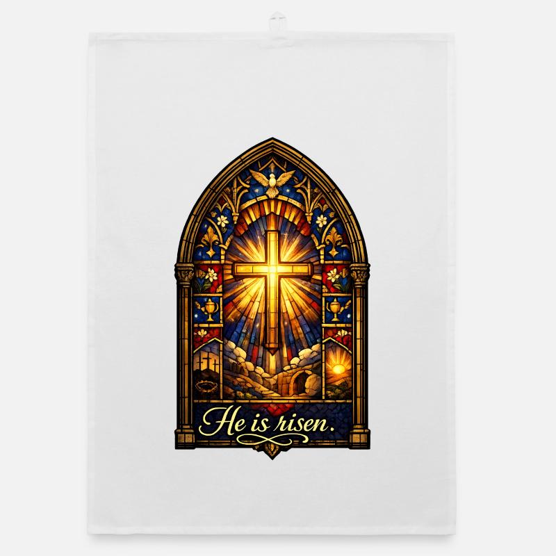 He is Risen Easter Jesus Organic dish towel