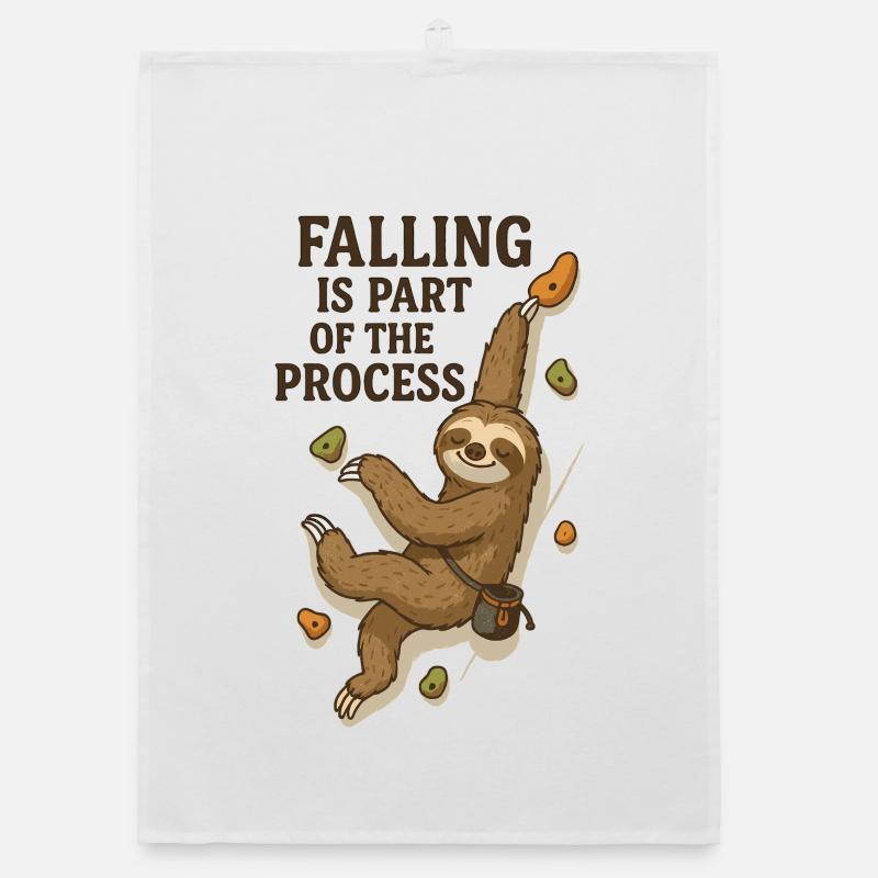 Bouldering Sloth – Falling is part of the Process Organic dish towel