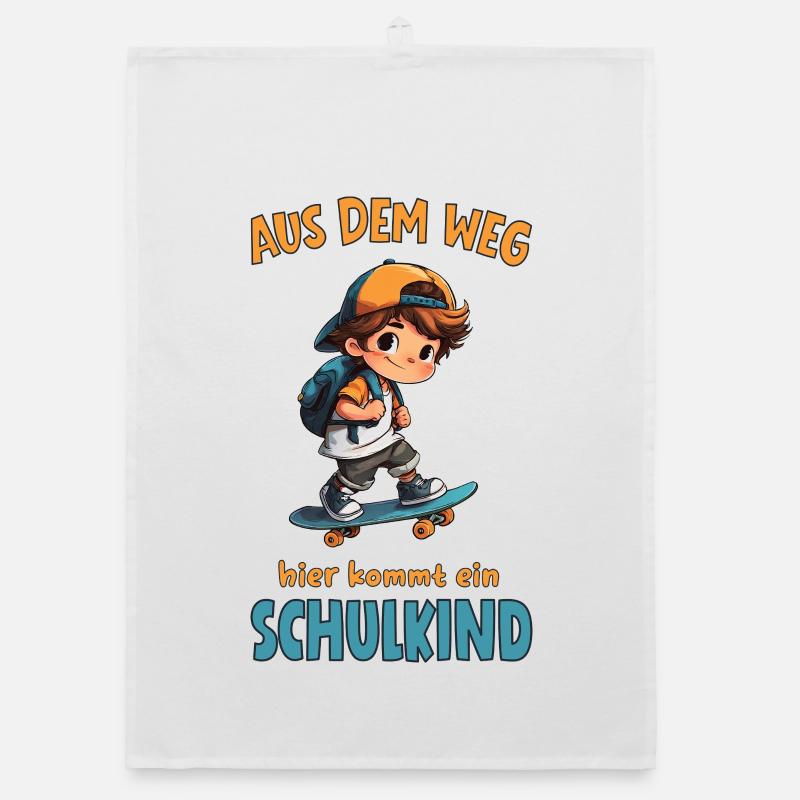 Aus dem Weg Schulkind Skateboard Junge Organic Geschirrtuch