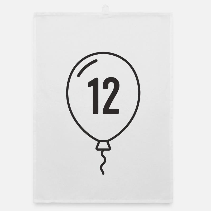 Balloon Number 12 – Birthday & Party Design Organic dish towel