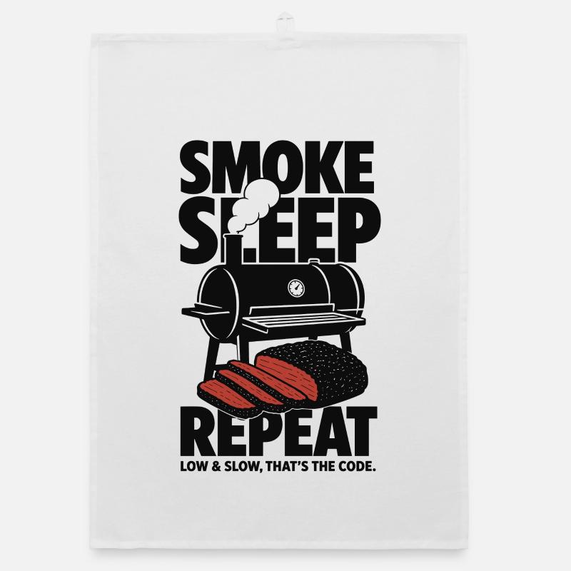 Smoke Sleep Repeat BBQ Design Torchon bio