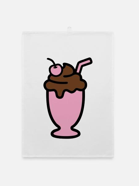 Milchshake Eiscreme Icon - Organic dish towel - white - Front