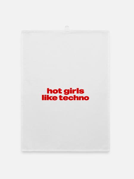 Hot Girls Like Techno – Rave & Festival Design für - Organic Geschirrtuch - Weiß - Vorne