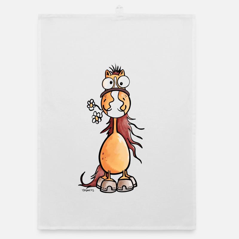 Drôle cheval dessin animé Torchon bio