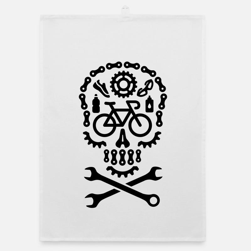 Halloween course de vélo crâne vélo cyclisme - Torchon bio - blanc