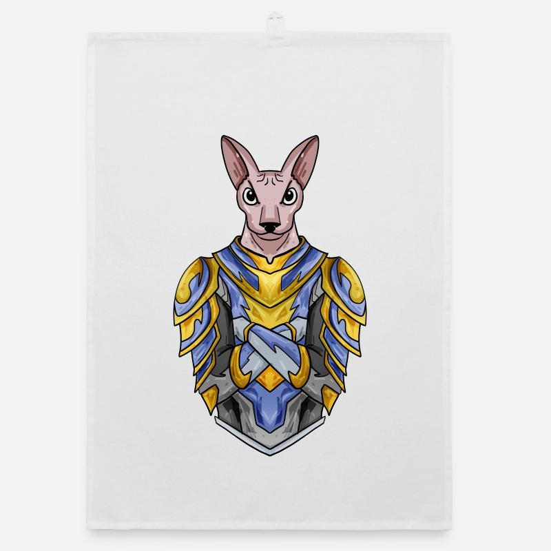 Knight Cat Cat Breed Sphynx with Armor Organic dish towel