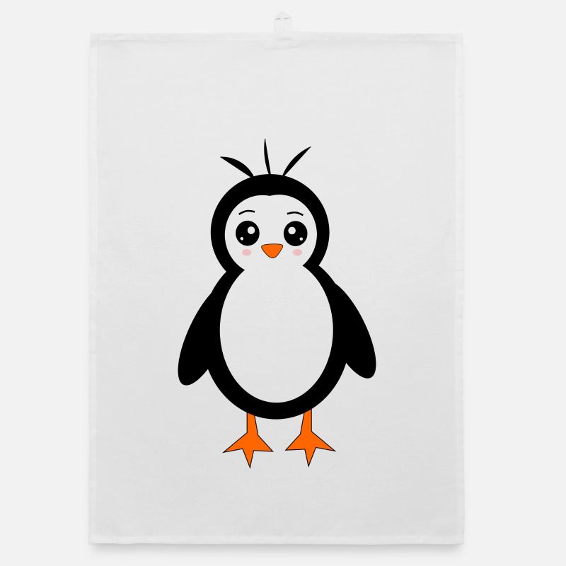 Pingouin Oiseau Face Yeux Mignons Torchon bio