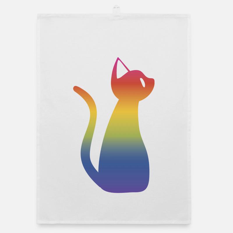 Regenbogen Katze - Organic Geschirrtuch - Weiß