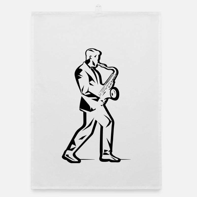 Saxophonist Drawing Organic dish towel