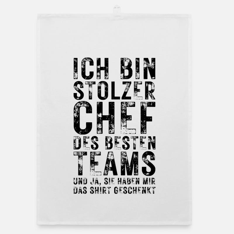 Stolzer Chef T-Shirt – Lustige Sprüche & Teamwork - Organic Geschirrtuch - Weiß