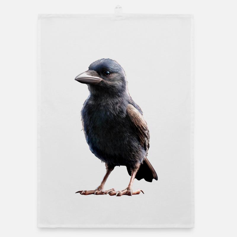 Rabe Krähe Vogel Rabenkrähe Dohle Schwarze Raben Organic Geschirrtuch