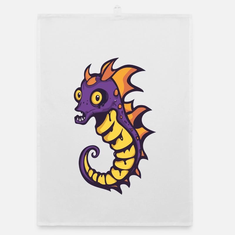 Seepferd Halloween Comic Lustig Organic Geschirrtuch