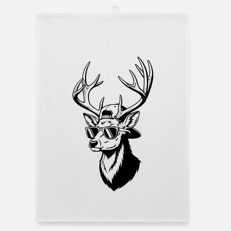 Hipster Hirsch mit Sonnenbrille Organic Geschirrtuch