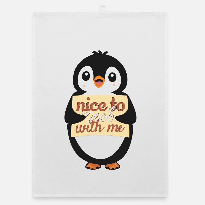 Pingouin avec Sympa de me rencontrer Torchon bio