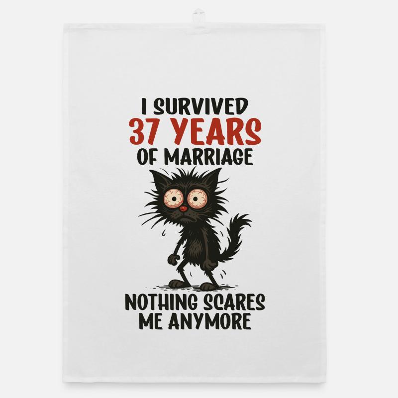 37 Hochzeitstag Geschenk Mann Frau Ehemann Ehefrau Organic Geschirrtuch