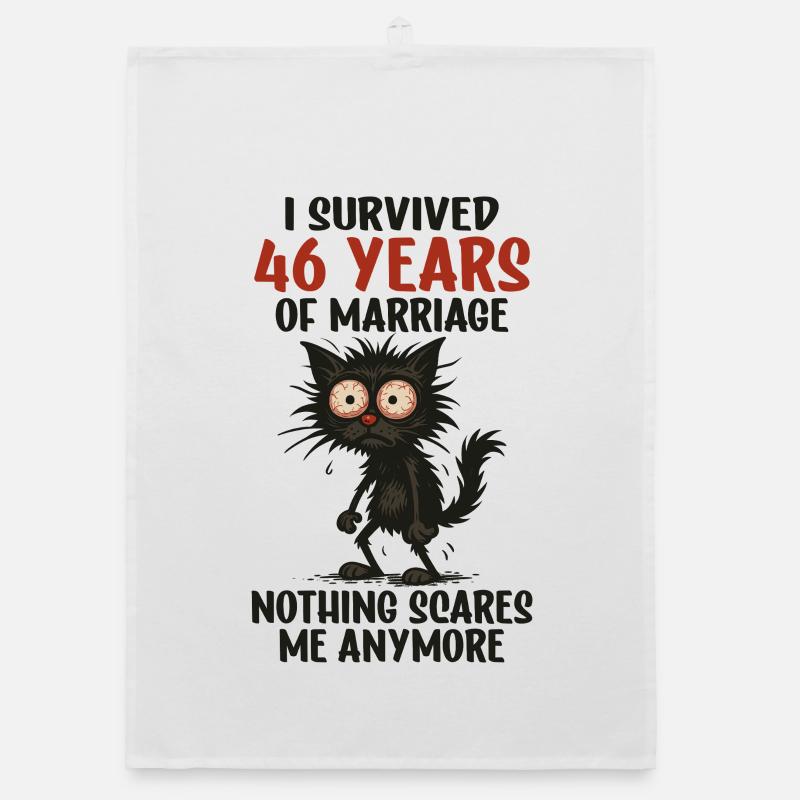 46 Hochzeitstag Geschenk Mann Frau Ehemann Ehefrau Organic Geschirrtuch