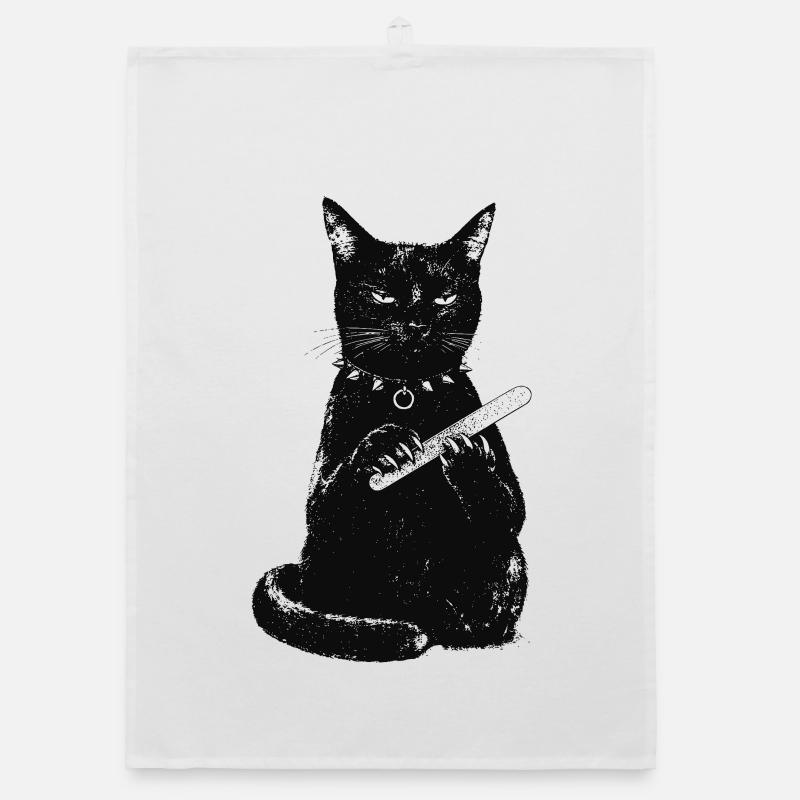 Cat with nail file Organic dish towel