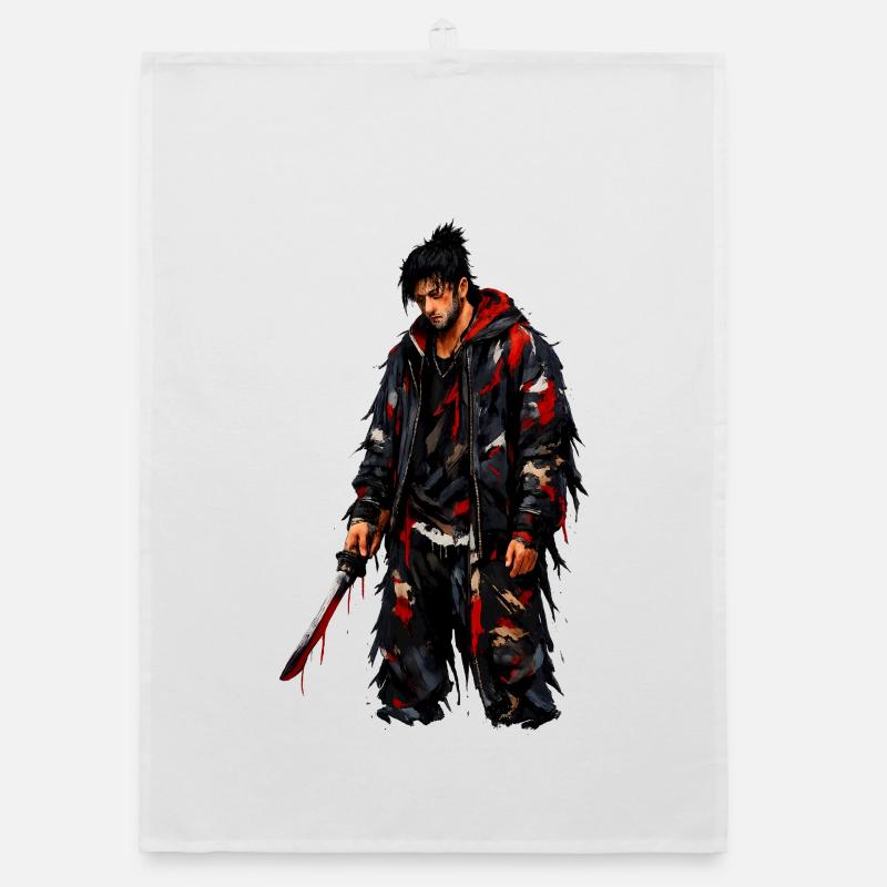 Dystopian Warrior Shredded Coat Organic dish towel