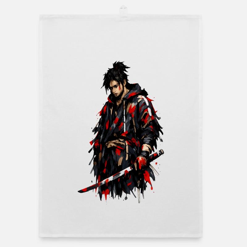 Roter Schatten Samurai Organic Geschirrtuch
