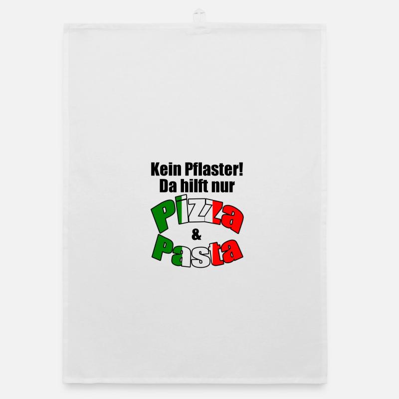 Pizza & Pasta Italien lustig Spruch Geschenk - Organic Geschirrtuch - Weiß