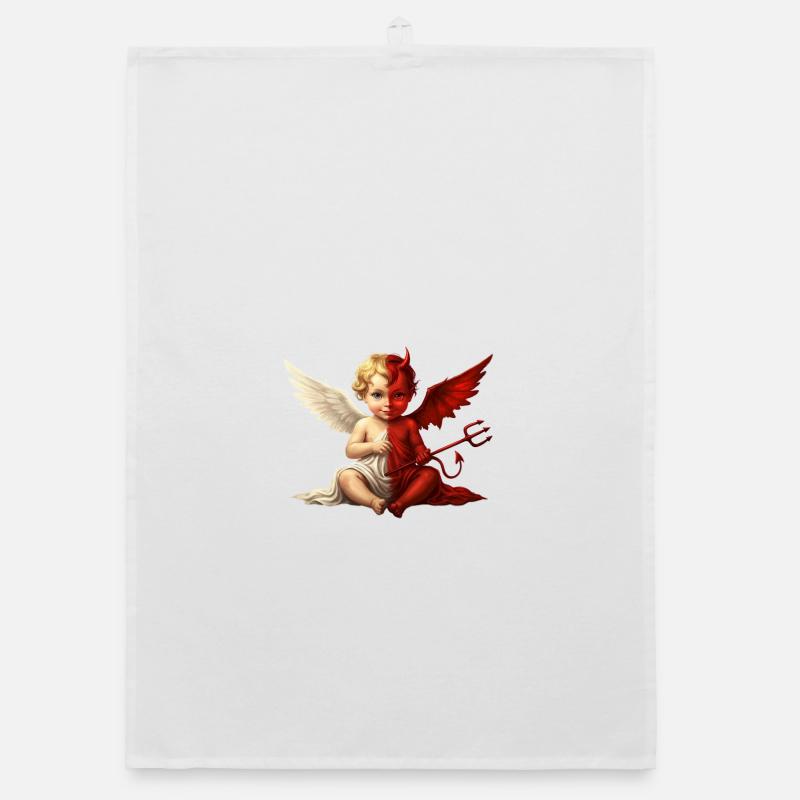 Dual Angel Devil Cherub Organic Geschirrtuch