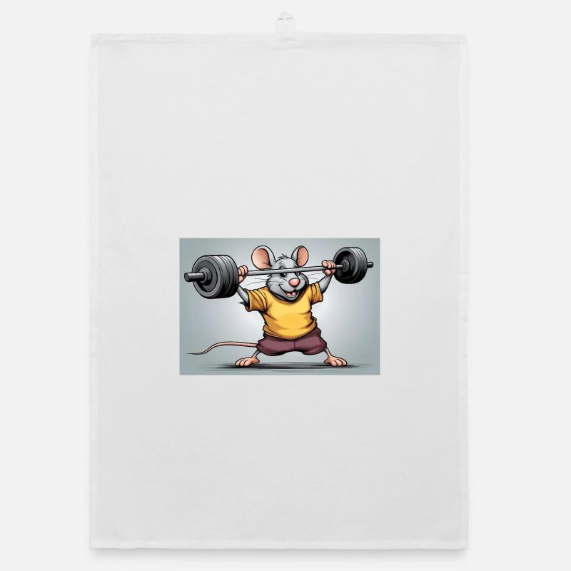 Power mouse during strength training - Organic dish towel - white