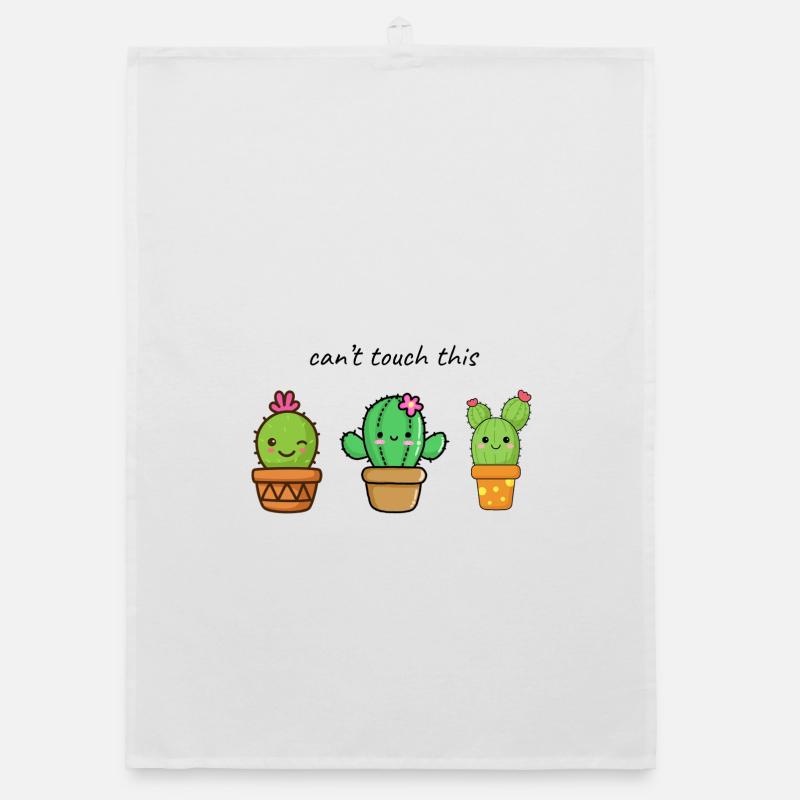 Mignons amis cactus dans le pot Torchon bio