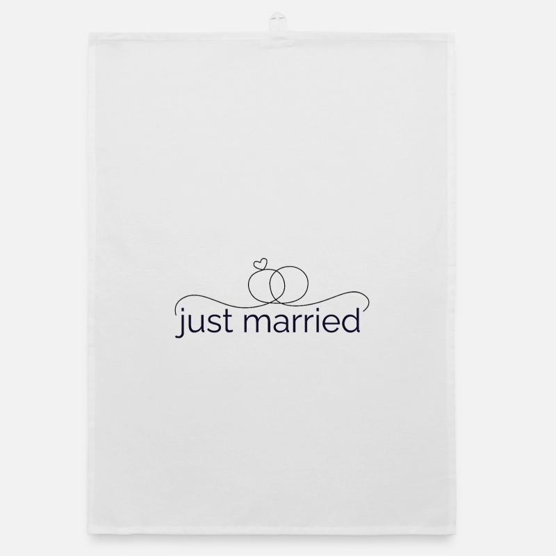 Juste marié - conception de ligne avec alliance ! Torchon bio