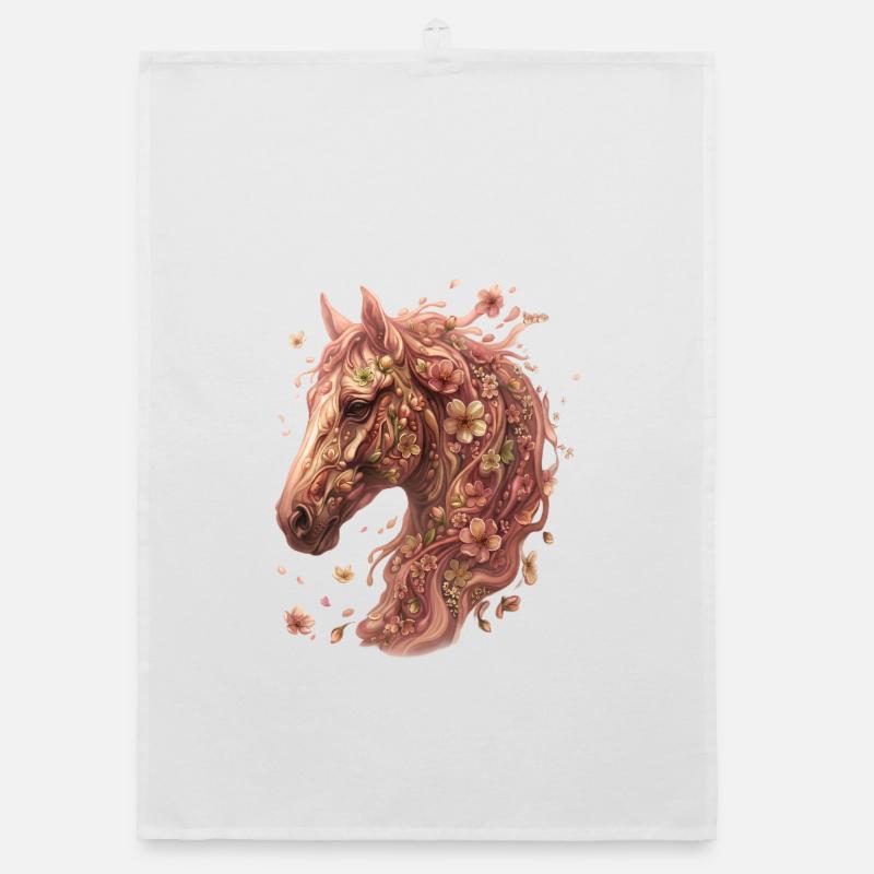 Tête de cheval flore avec des fleurs Torchon bio