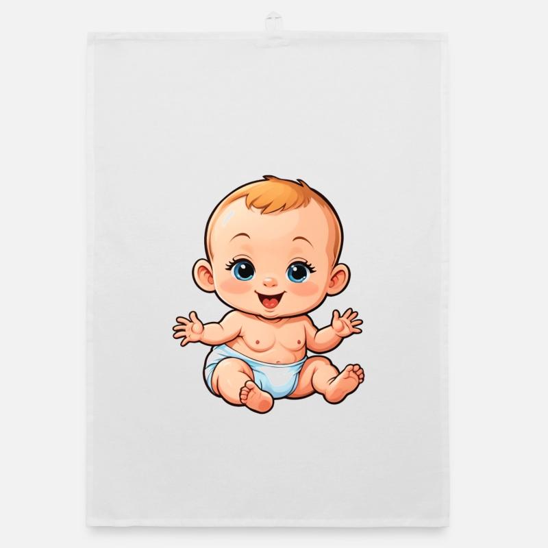 Bébé de dessin animé mignon et heureux Torchon bio