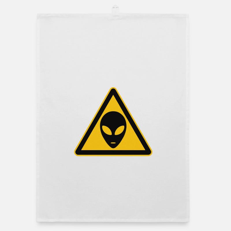 Warnschild Alien Motiv Organic Geschirrtuch