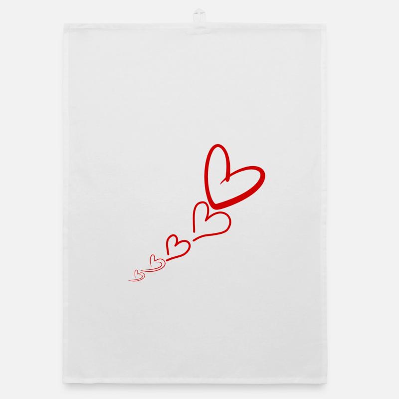 Linear Red Hearts Organic dish towel