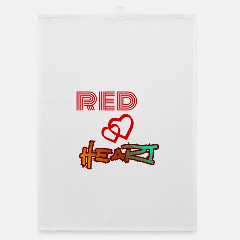 Cœur rouge, cœur de graffiti - Torchon bio - blanc